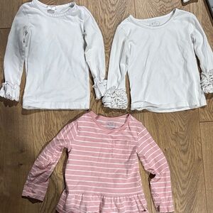 Pink and White Kids Long Sleeve Tops Set Rufflebutts